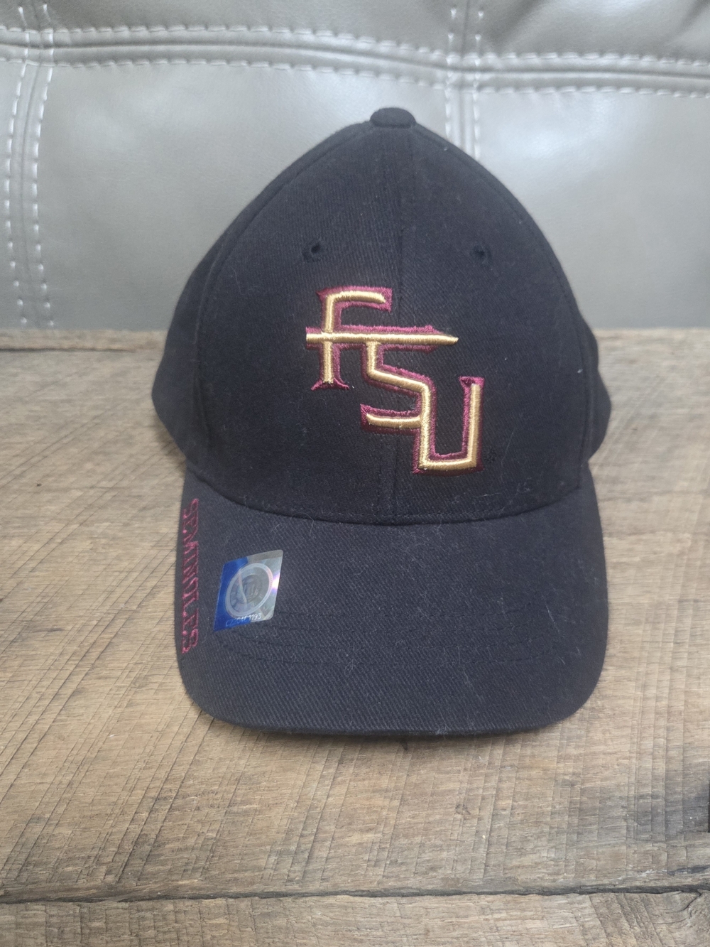 New Russell Athletic Black Hat with Garnet and Gold FSU Logo ~ Bin SS